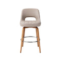 Modern Bar Stool with Upholstered Seat and Wooden Base